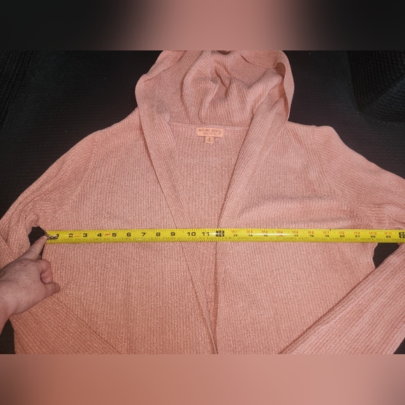 Barefoot Dreams CozyChic Ultra Lite Ribbed Hooded Cardigan Sweater Orange Medium - Picture 6 of 12